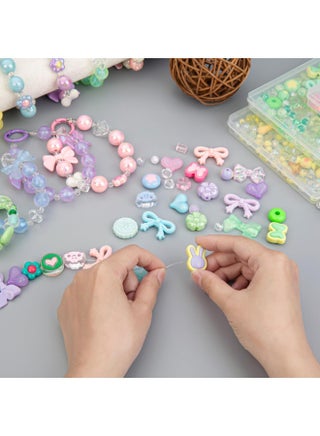 Acrylic Beads Set for Kids Ages 6+, Approx. 180–240PCS 160g, Pink, Violet & Rose Kawaii Beads for Bracelets, Necklaces, Keychains, DIY Jewelry Making & Arts & Crafts - view 3